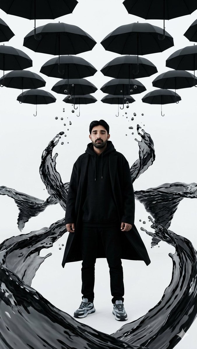 Gravity-Defying Black Water Portrait