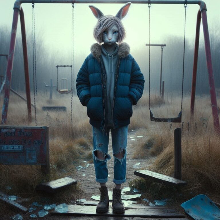 Anthropomorphic Animal in Desolate Landscape
