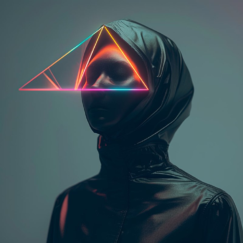 Holographic Triangle Head Persona in High-Tech Outfit