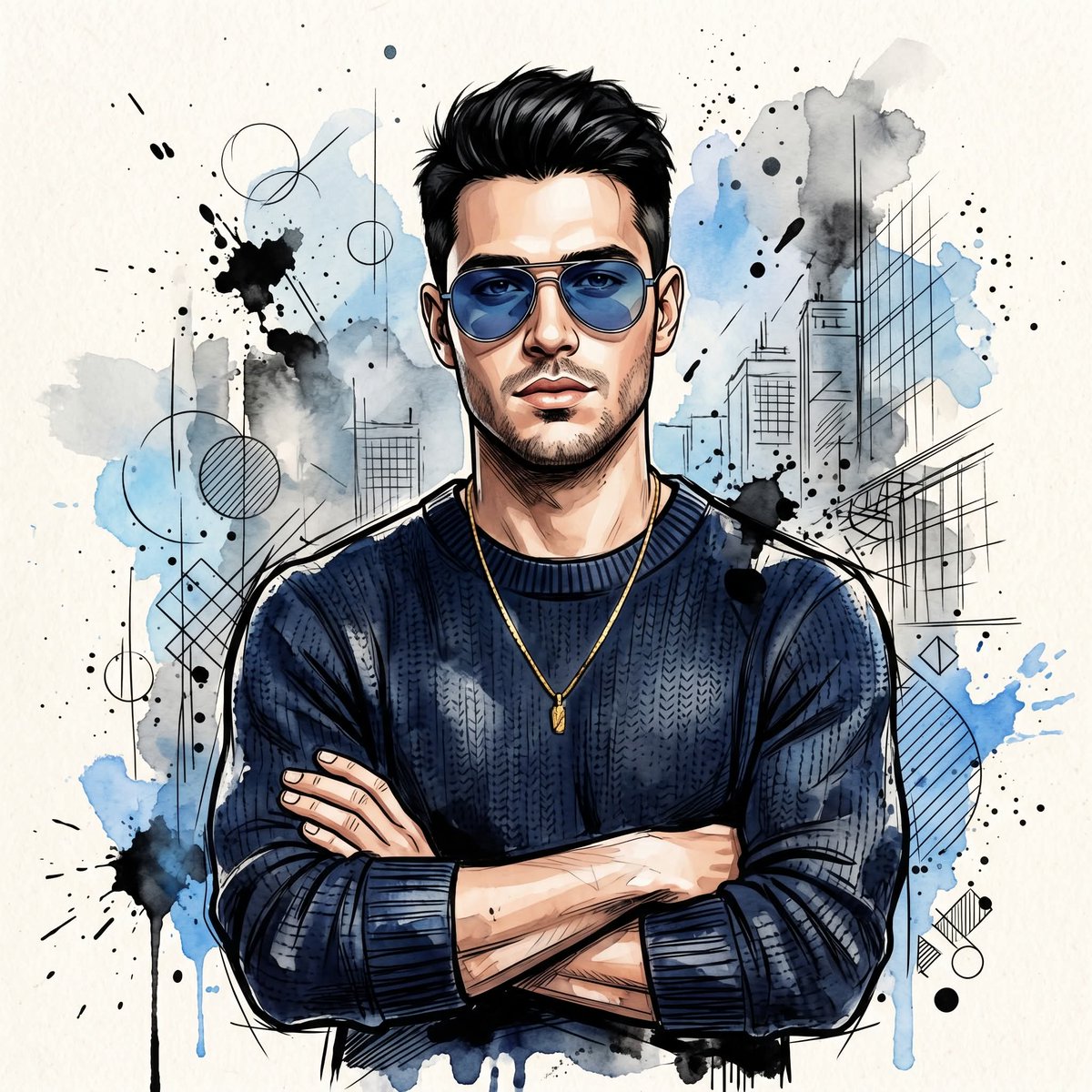 Stylish Watercolor Portrait Illustration