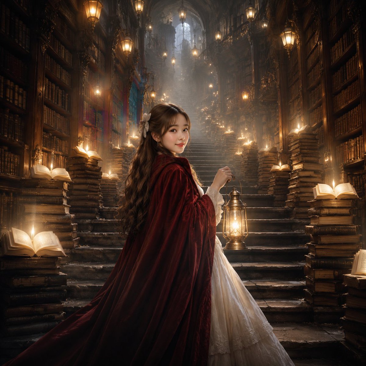 Golden Lantern Beauty in Library
