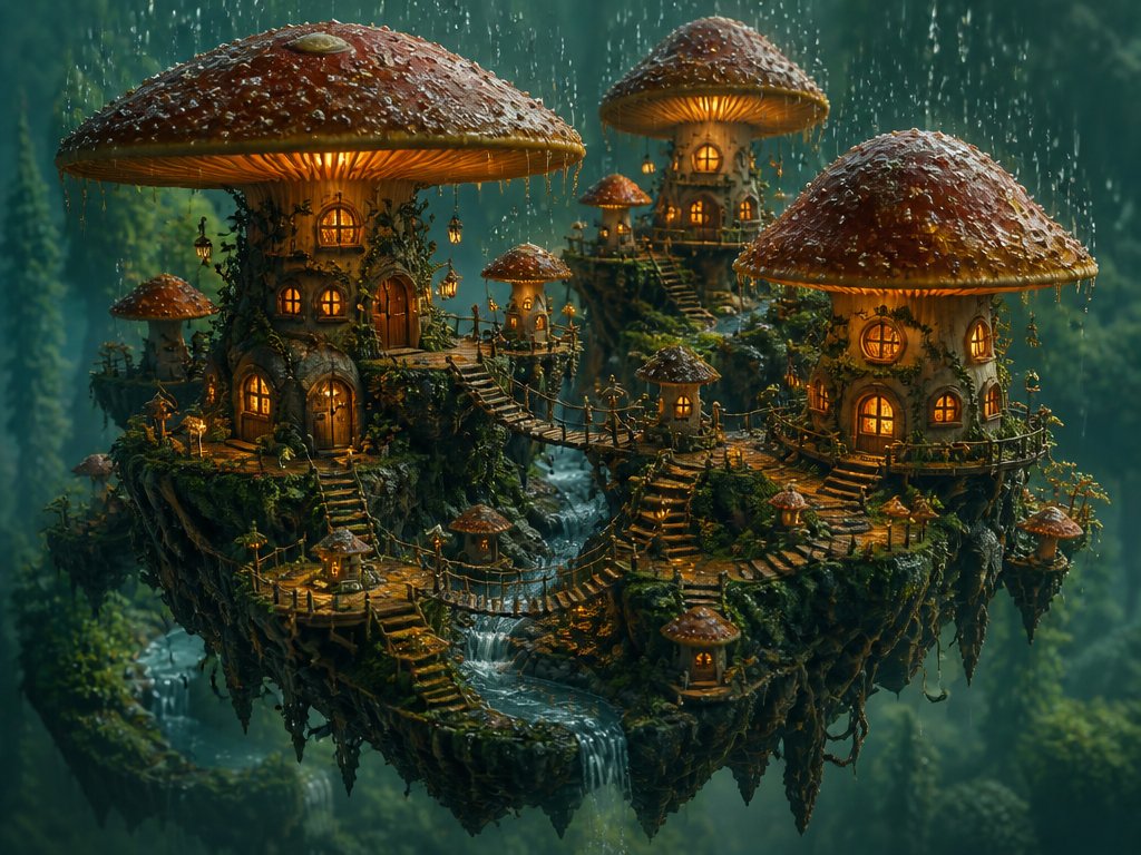 Snowy Floating City Isometric