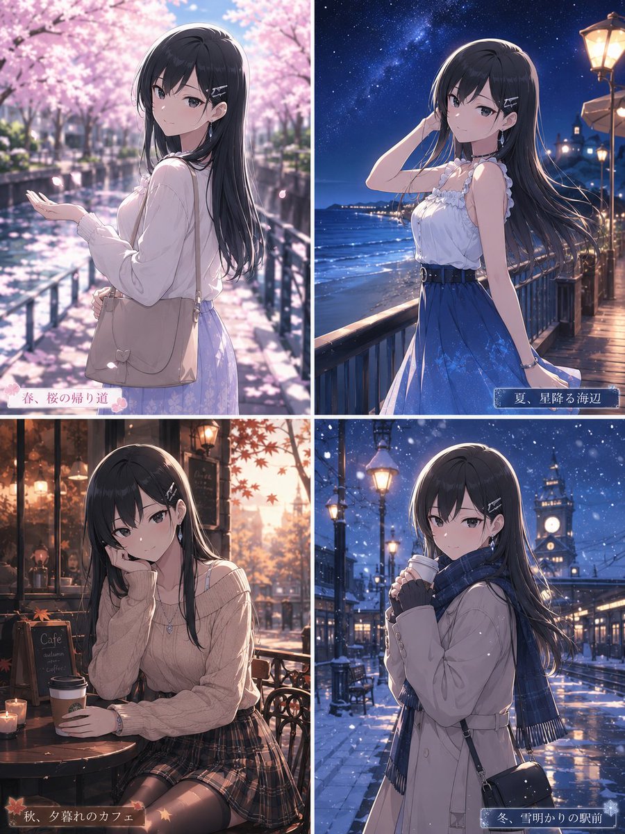Four Seasons Anime Romance Collage
