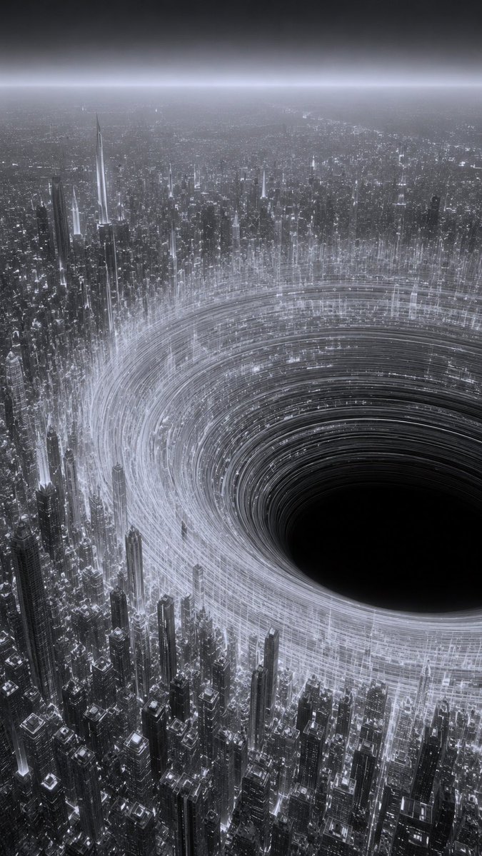 Black Hole Devouring Megacity
