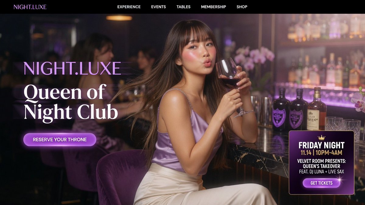 Luxury Nightclub Website Hero Mockup