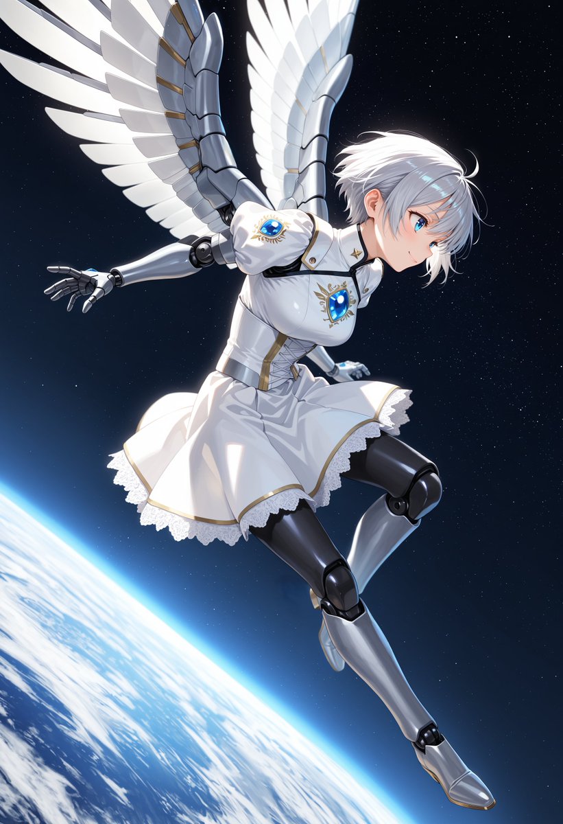 Celestial Mecha Angel in Orbit