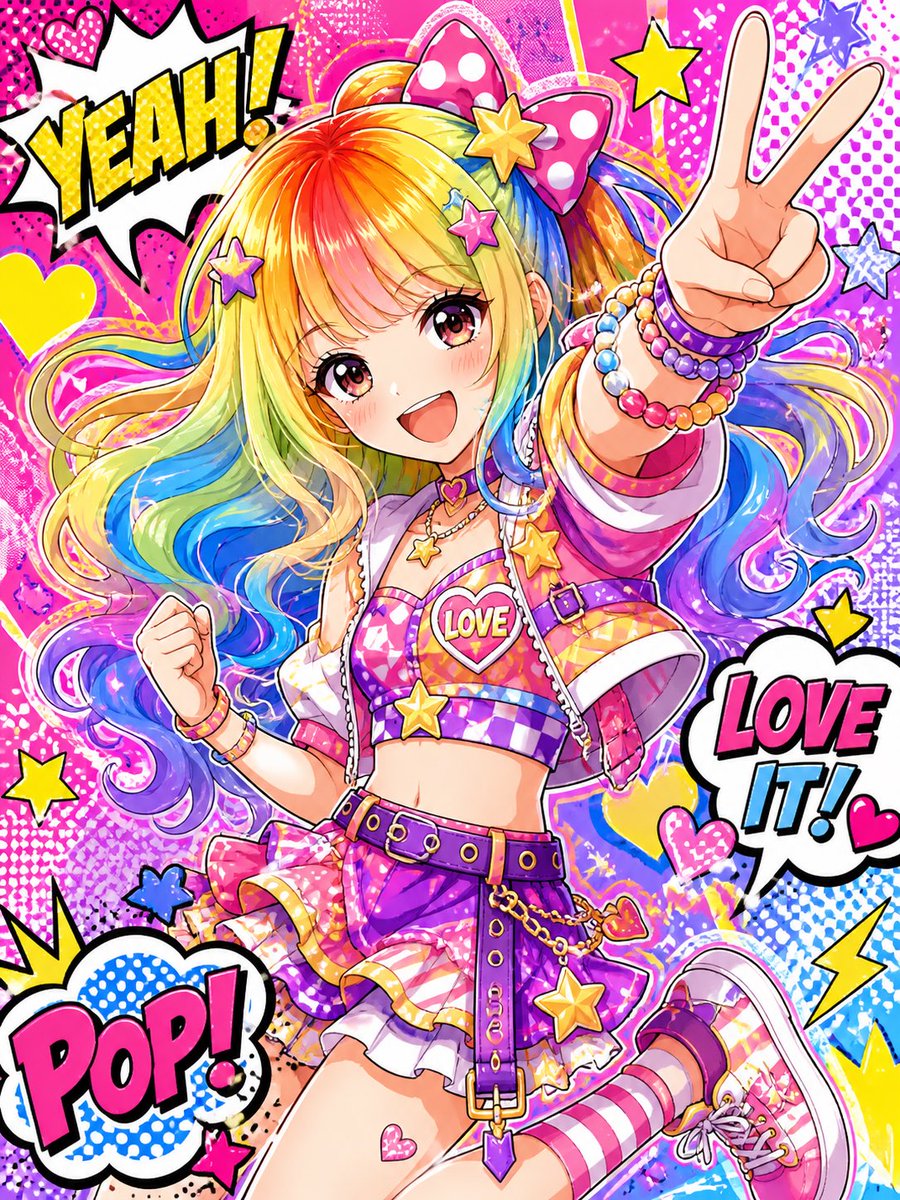 Vibrant Harajuku Anime Idol Illustration