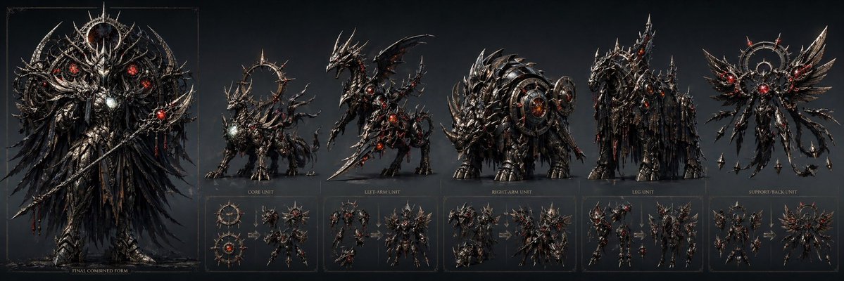Dark Fantasy Mecha Concept Sheet