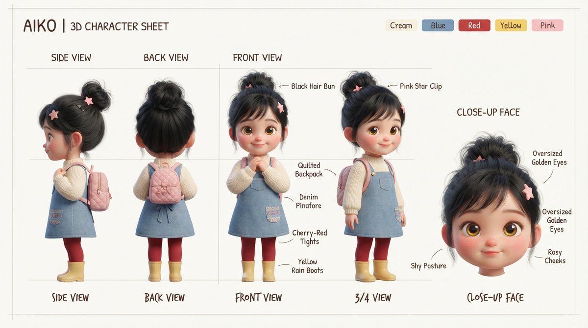 Cute Toddler 3D Character Sheet