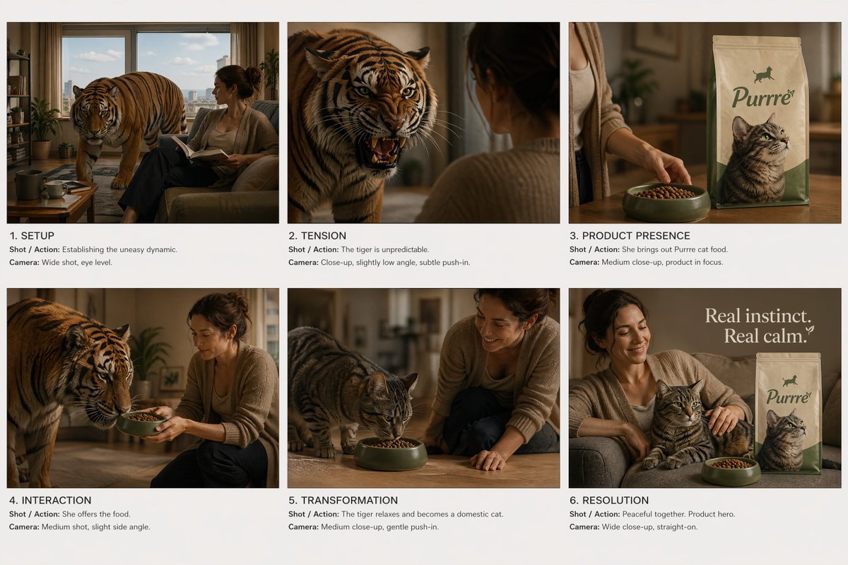 Tiger to Cat Commercial Storyboard