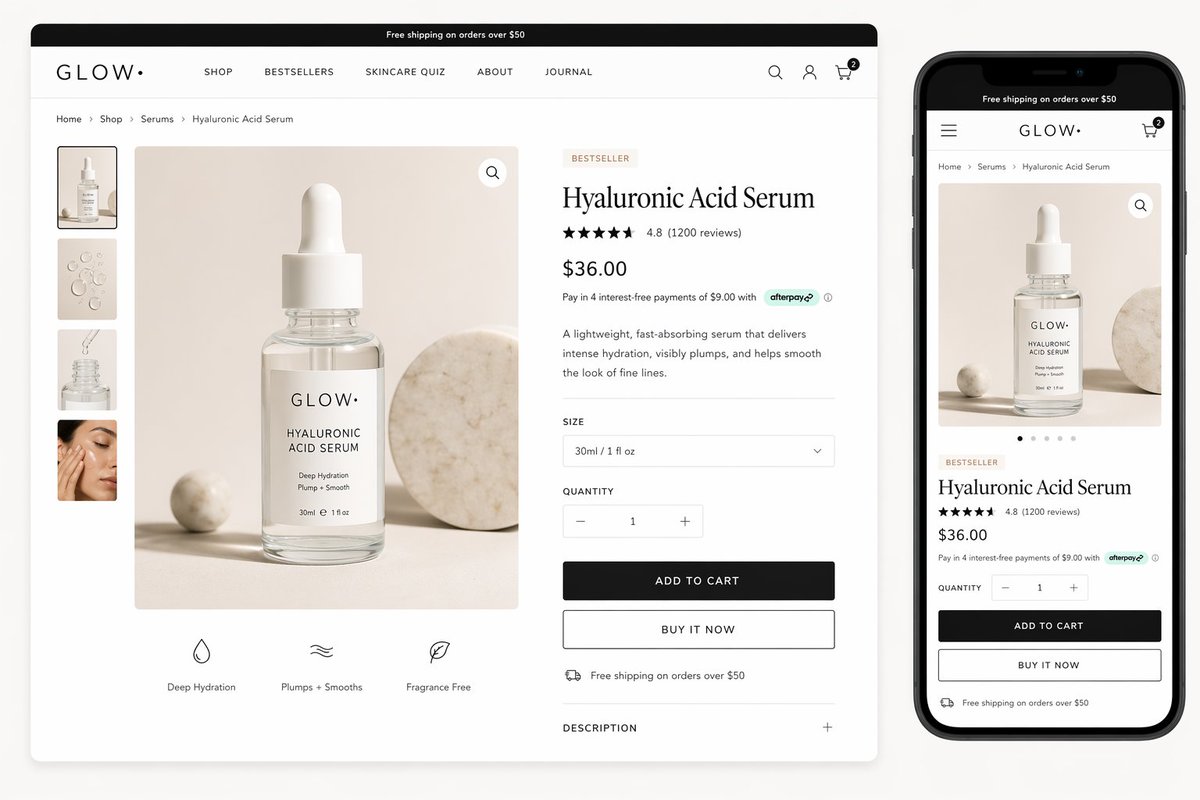 Minimal Luxury Skincare Page Mockup