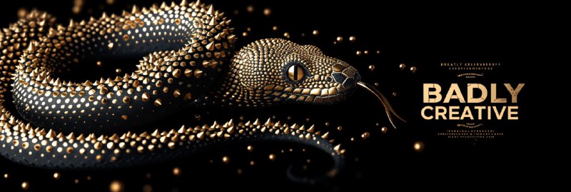 Badly Creative Golden Spike Typography With Halftone Snake