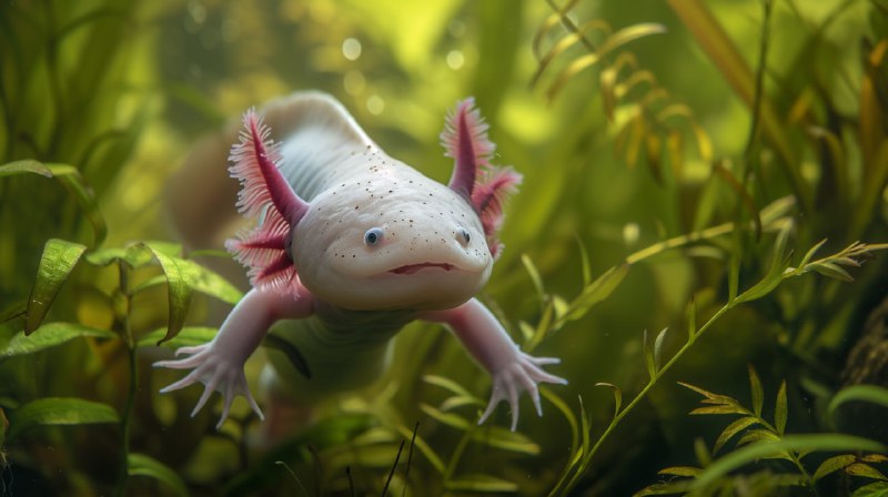 National Geographic Style Axolotl in Natural Habitat