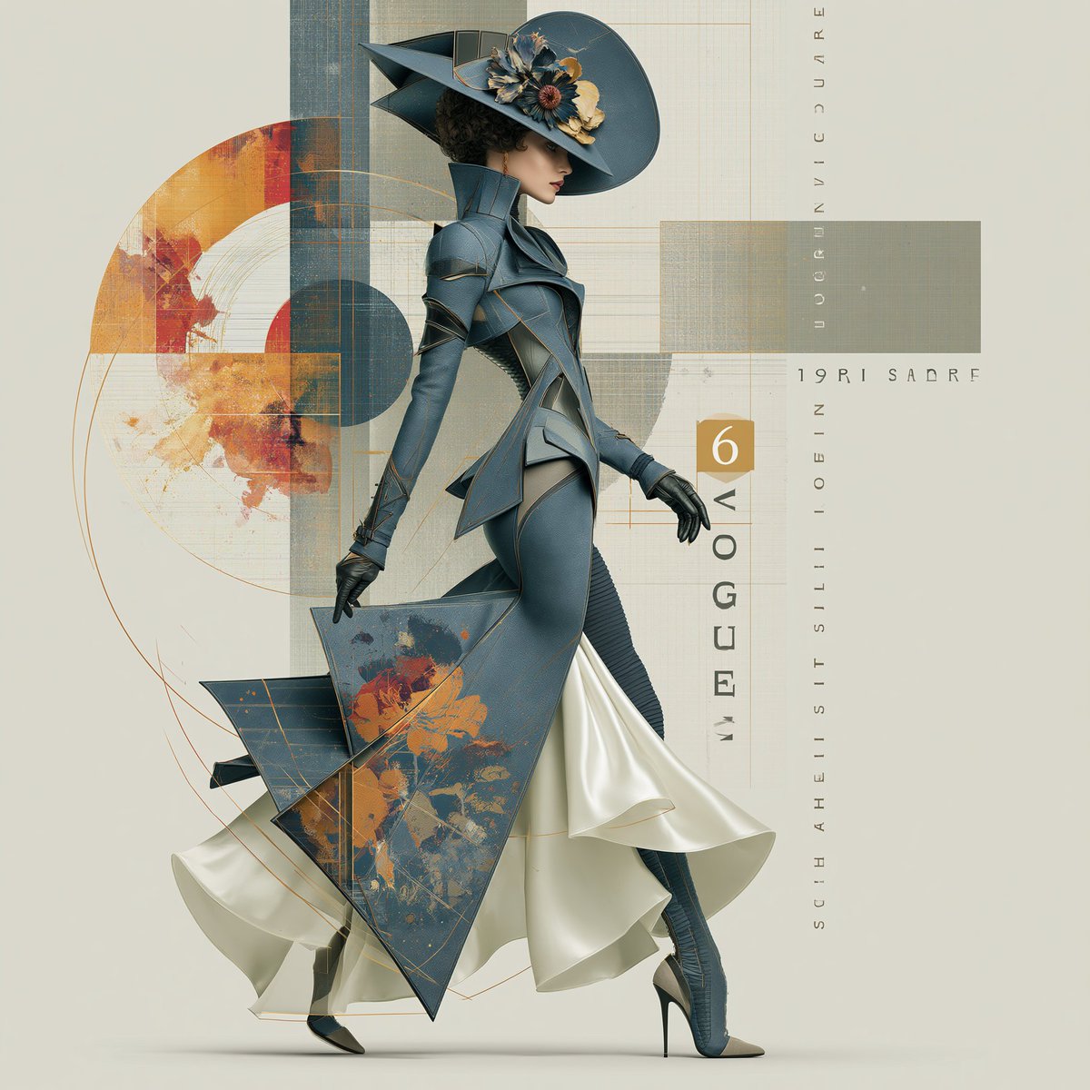 Vintage Futuristic Couture Fashion Illustration