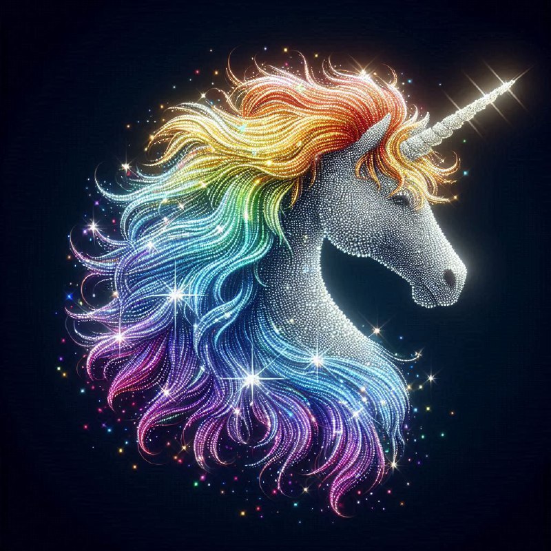 Diamond Unicorn Silhouette With Rainbow Glow
