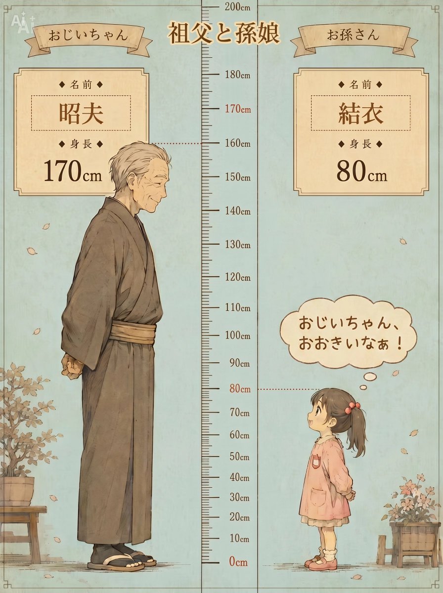 Vintage Japanese Height Comparison Poster