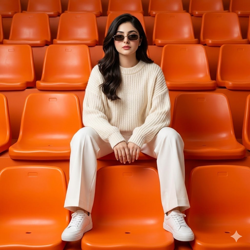Orange Stadium Fashion Editorial