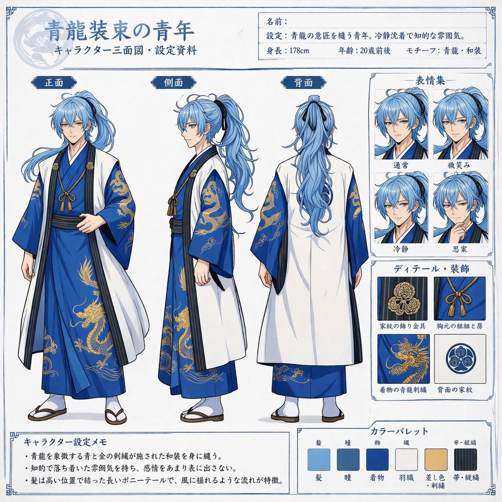 Azure Dragon Kimono Boy Reference