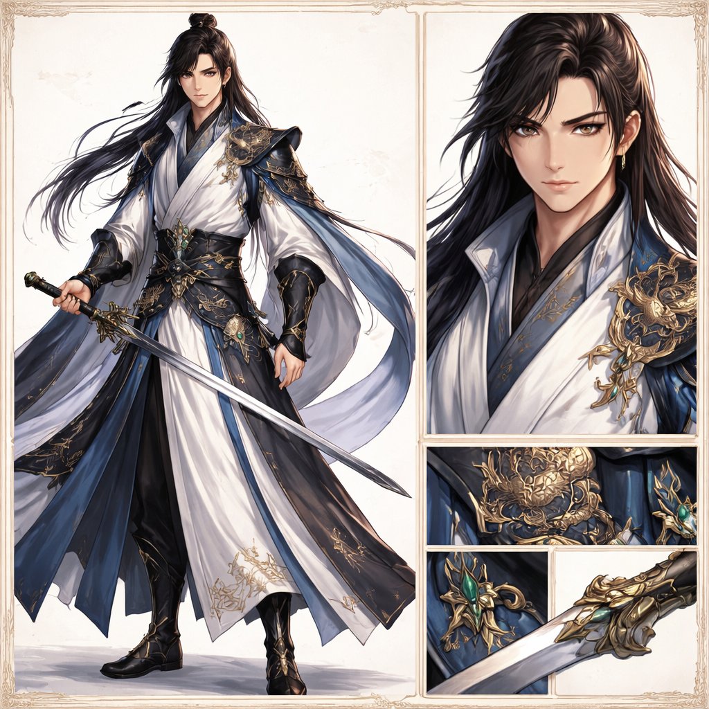 Elegant Wuxia Swordsman Character Design