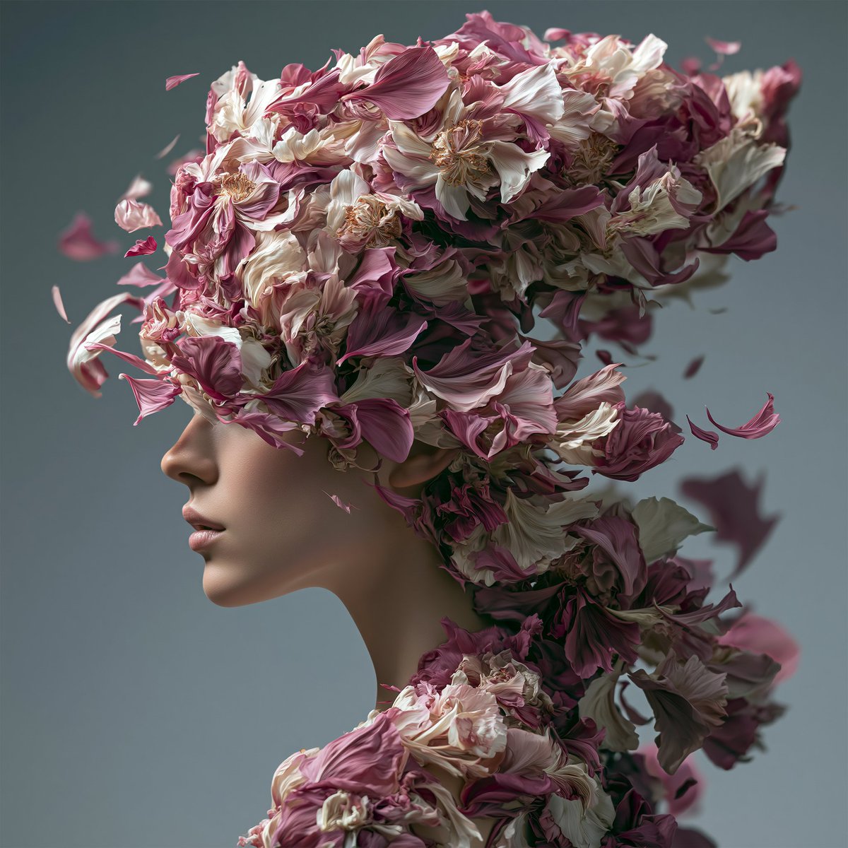 Floral Petal Fashion Portrait Art