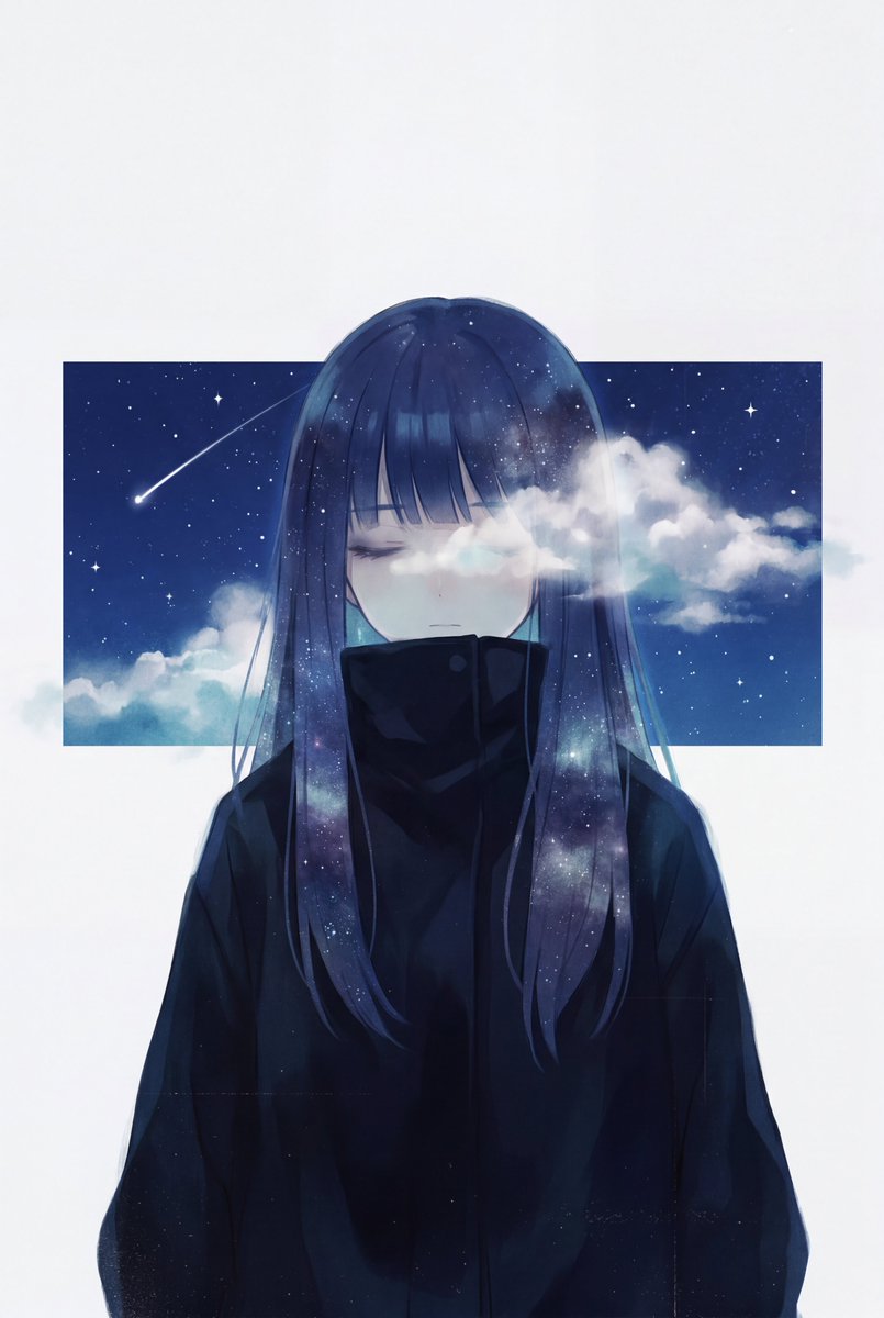 Melancholic Anime Girl Cosmic Double Exposure