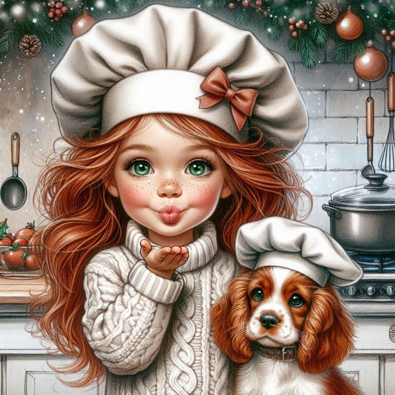 Whimsical Little Chef In Christmas Kitchen