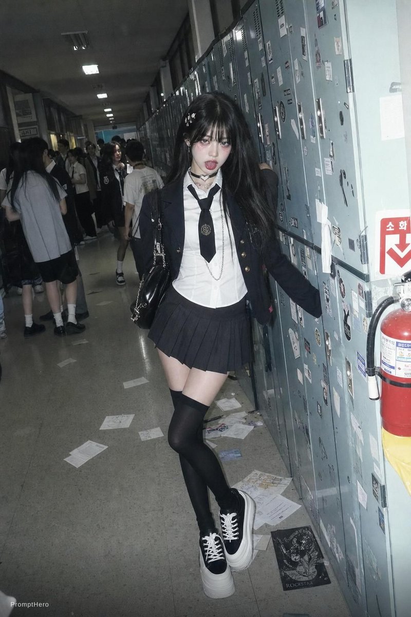 Gritty Flash School Hallway Candid