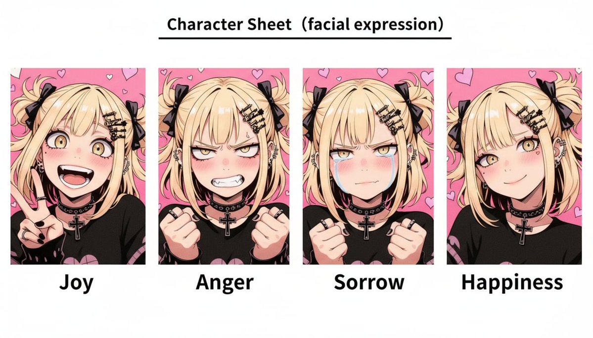Gothic Anime Girl Expression Sheet