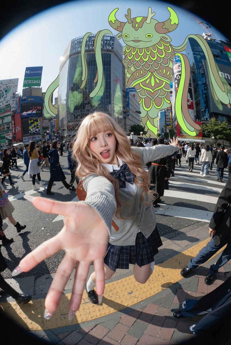 Shibuya Selfie with Sky Kaiju