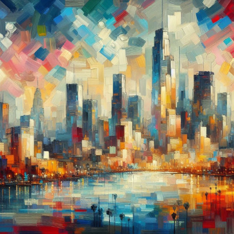LA Skyline Abstract Mashup of Modern Master Painters