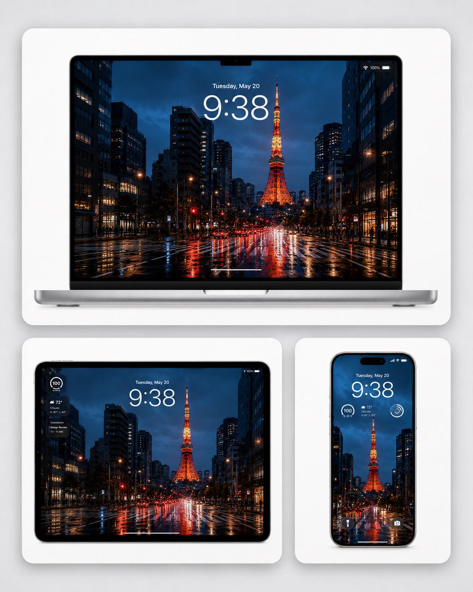 Tokyo Rainy Night Wallpaper Mockup