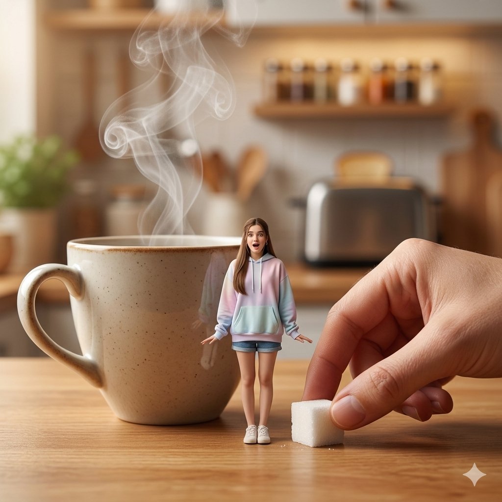Tiny Girl Meets Morning Coffee