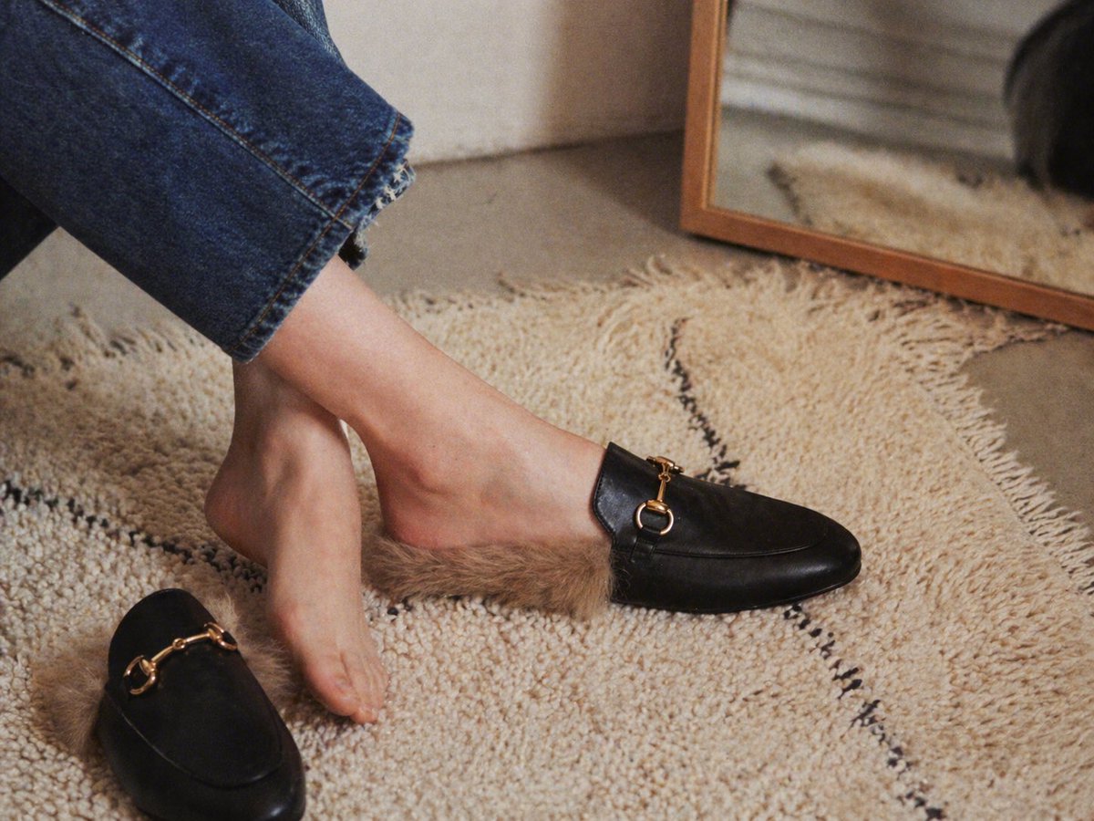 Black Fur Lined Loafers
