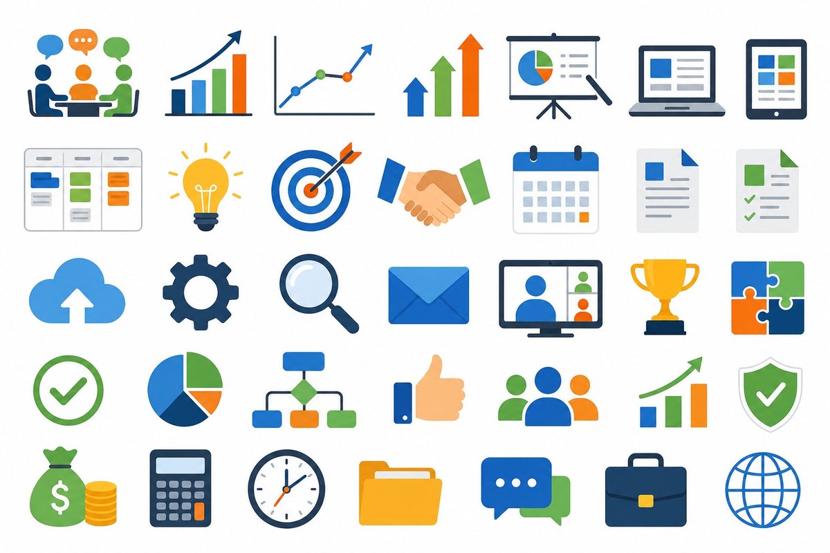 Clean Vector Business Icon Set