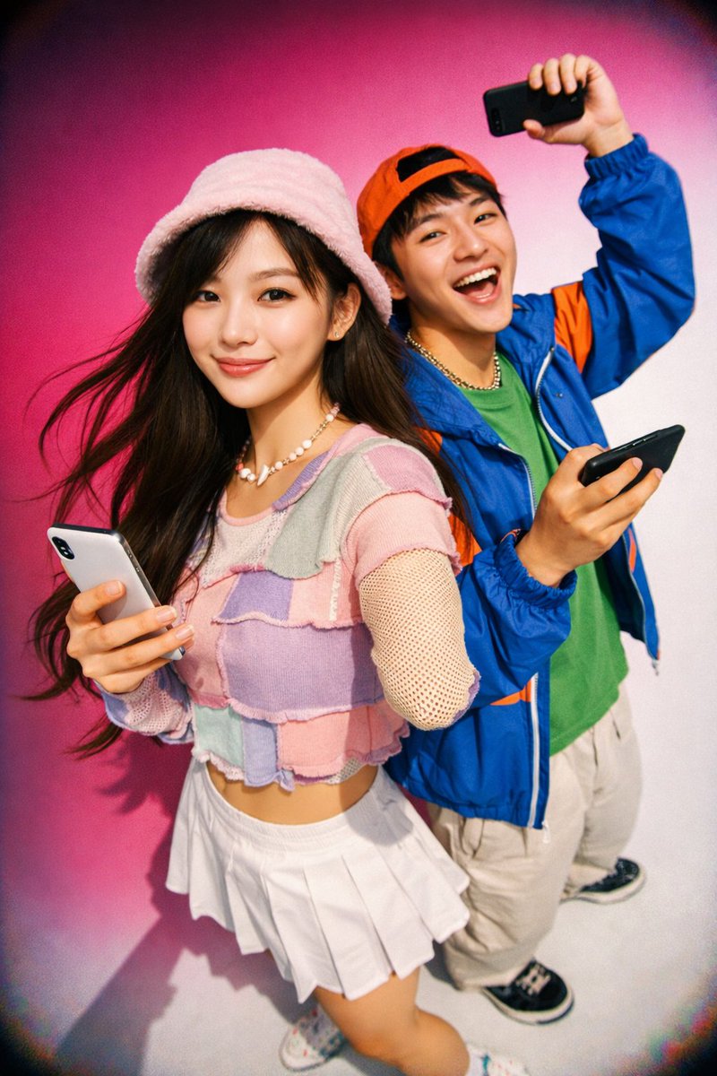 Vibrant Y2K Fashion Duo Portrait