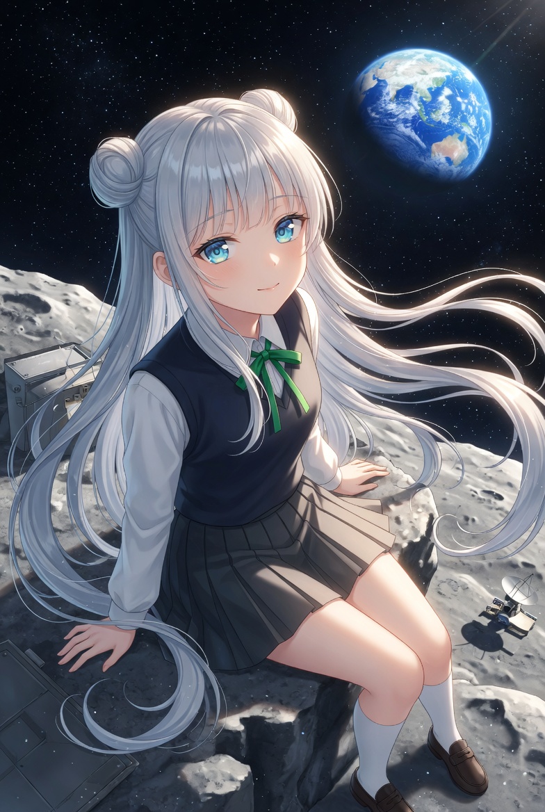 Moon Schoolgirl Sci-Fi Art