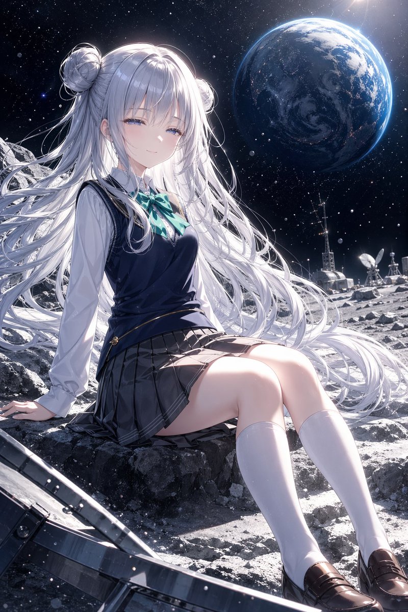 Lunar Girl Under Starry Sky