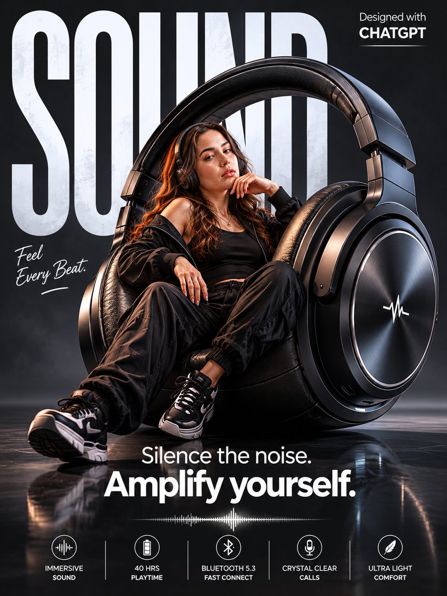 Surreal Headphone Ad Poster
