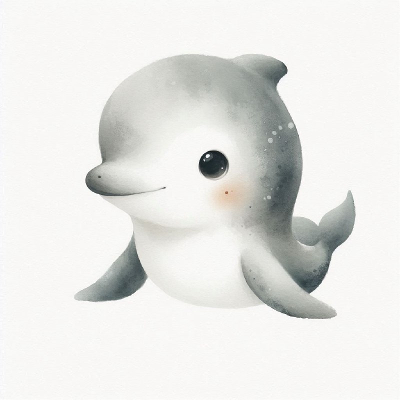Cute Baby Dolphin Watercolor Nursery Illustration