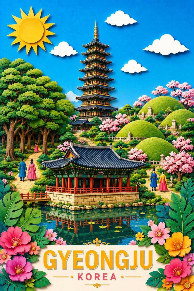 Gyeongju 3D Paper Travel Poster