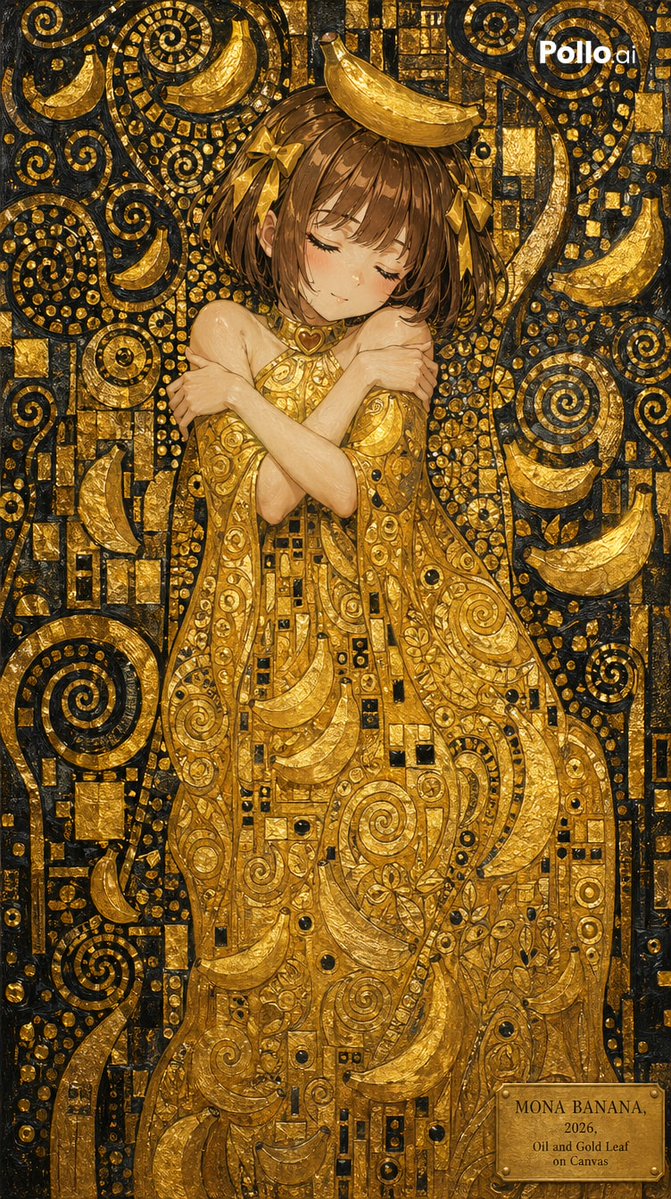 Golden Banana Girl Klimt Art