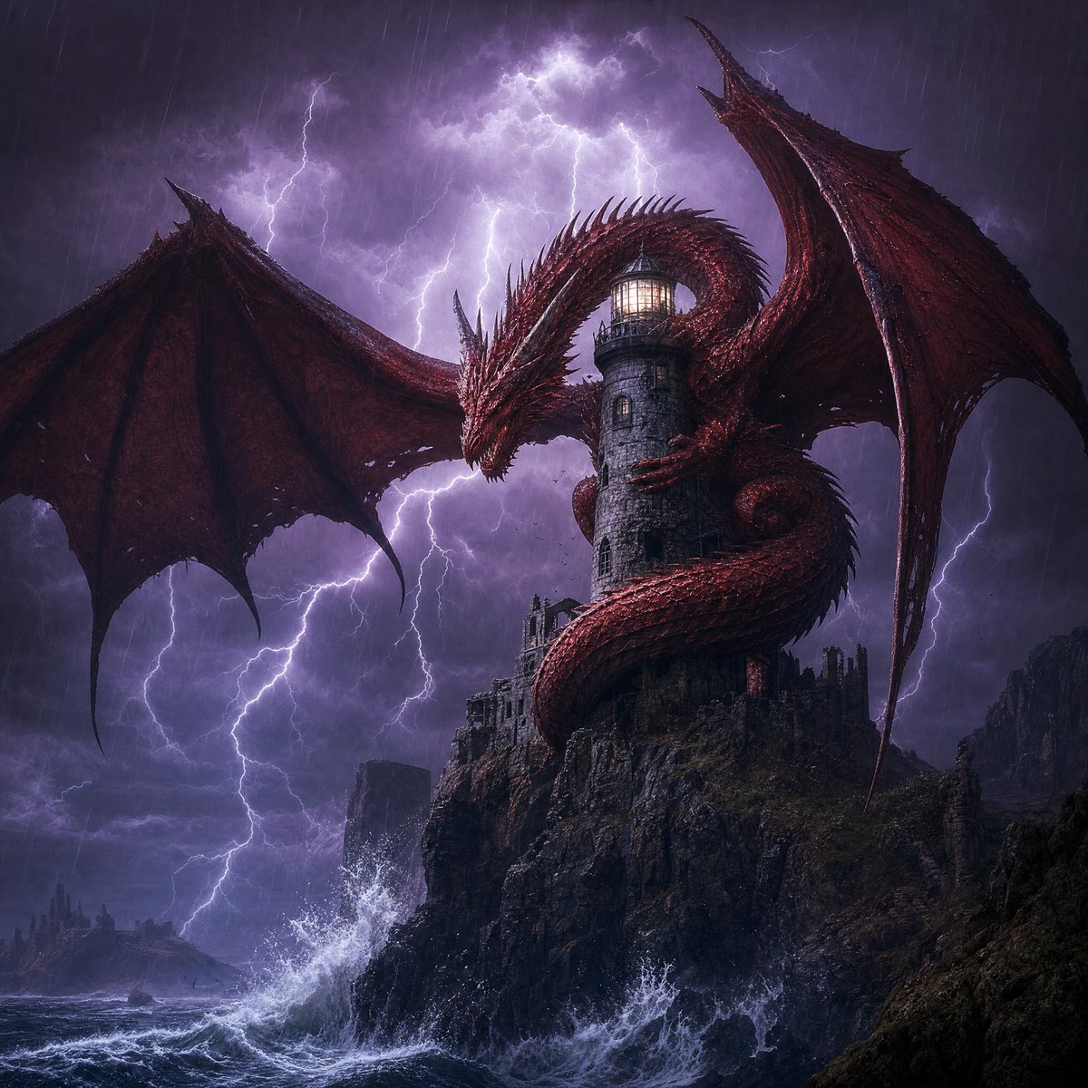 Dragon Coiling Storm Lighthouse