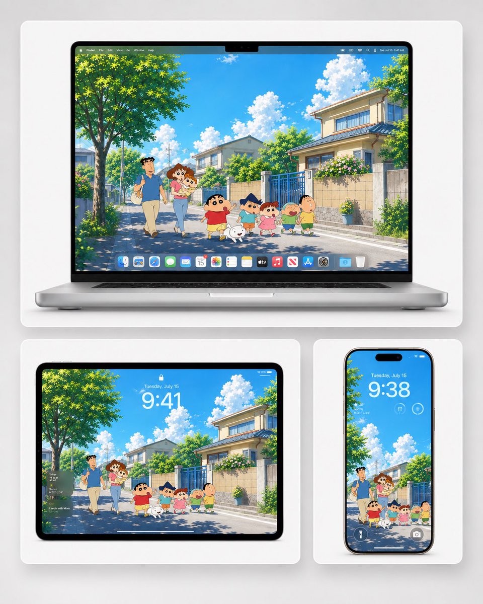 Summer Anime Wallpaper Mockup Trio