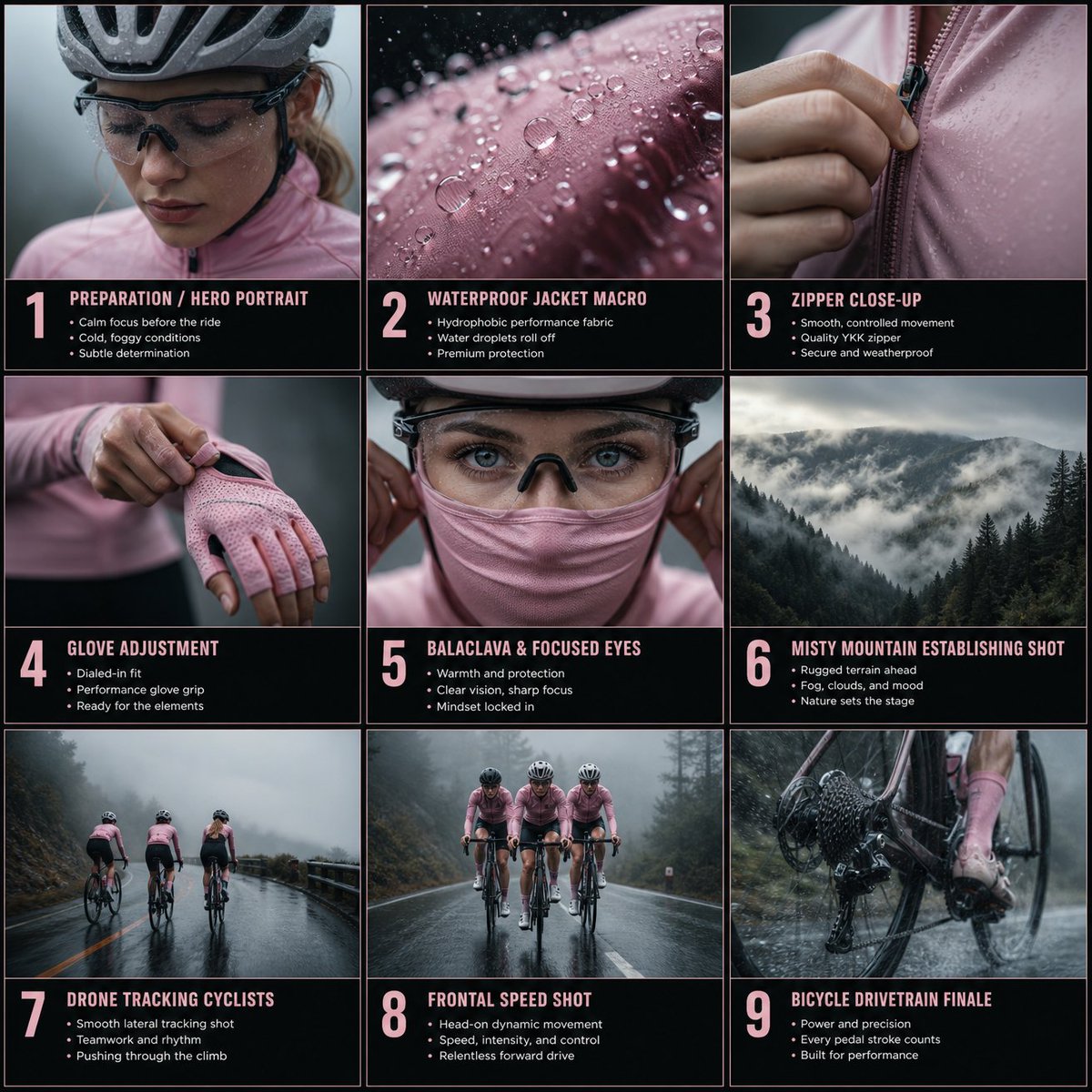 Pink Cyclists Misty Mountain Cinematic