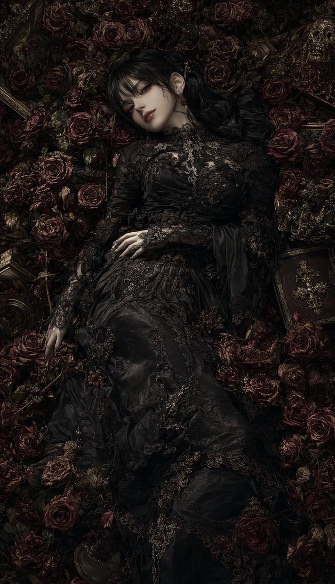 Gothic Rose Funeral Portrait