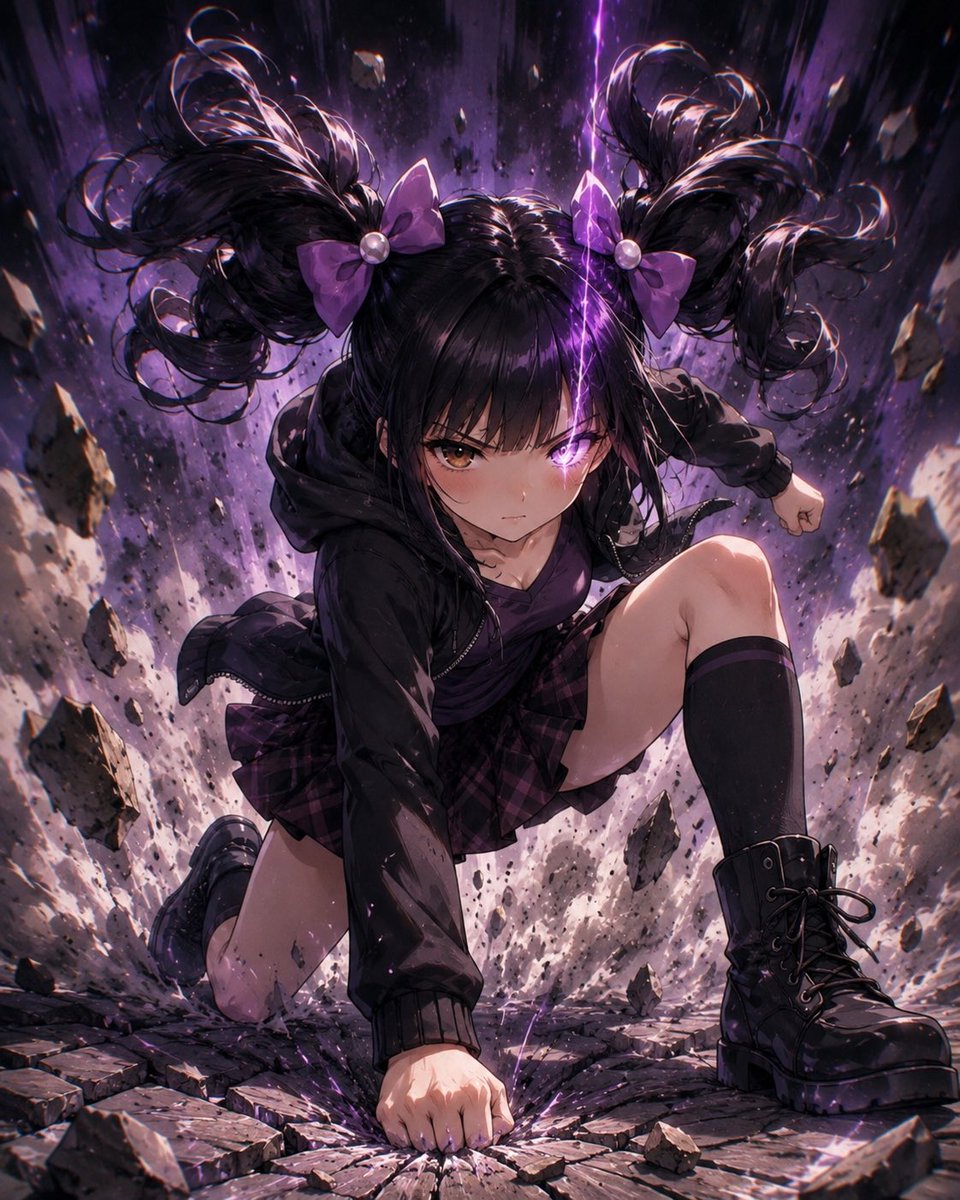 Gothic Schoolgirl Superhero Landing
