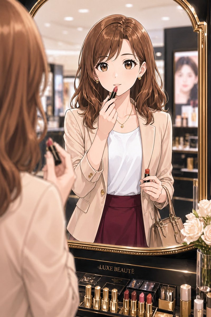 Anime Office Lady Lipstick Mirror
