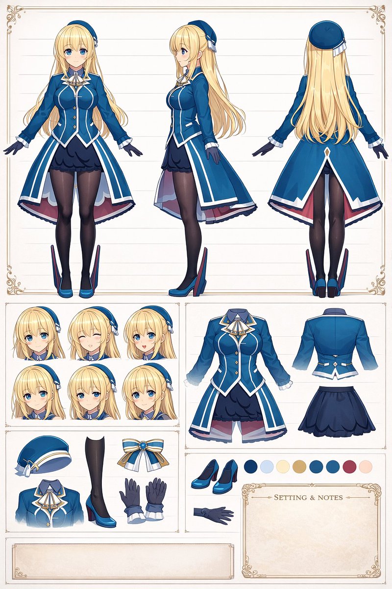 Anime Character Reference Sheet Design