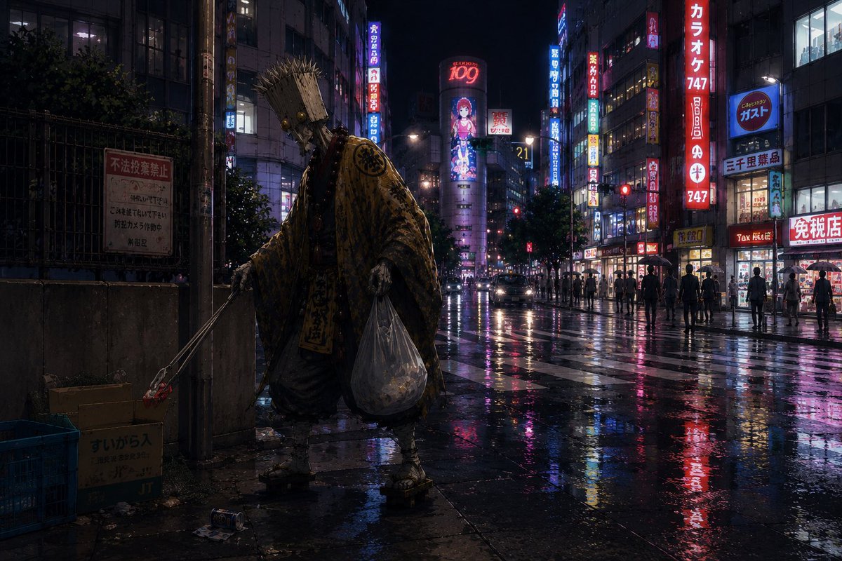 Monk Cleans Neon Streets