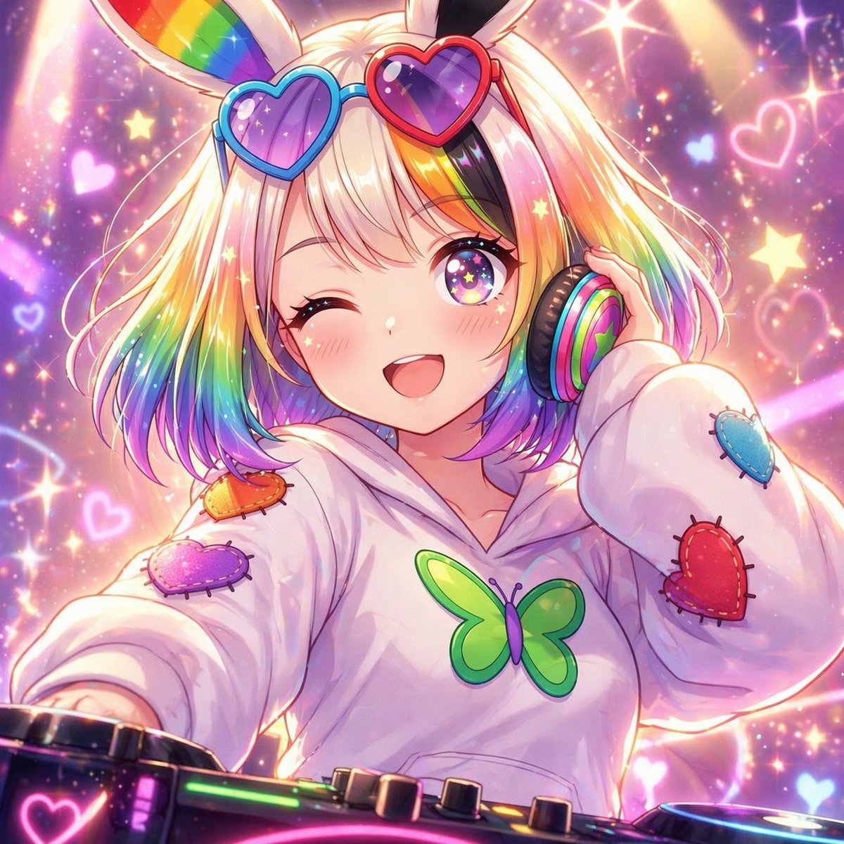 Kawaii Bunny DJ Girl Rave